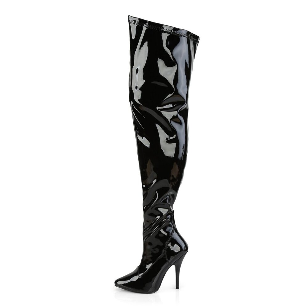 Wide Calf Stretch Thigh High Heel Boots
